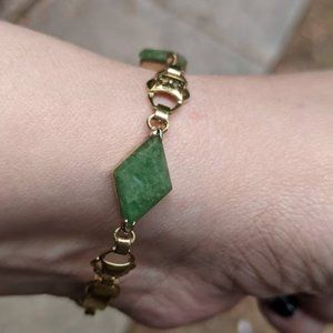 14k Gold Jade Bracelet Handmade